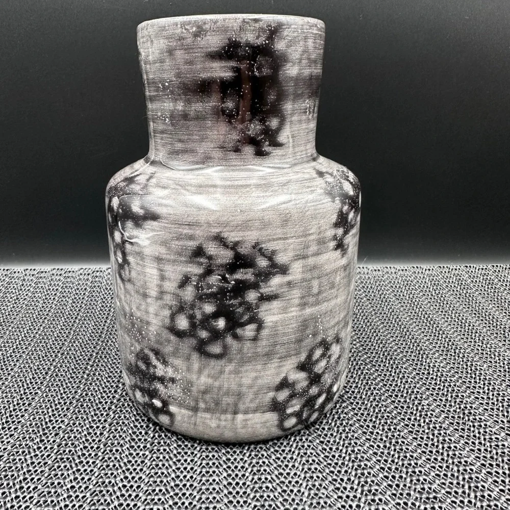Made For Retail Ceramic Vase Black White Glaze Abstract Decor 7in 234-25-9913